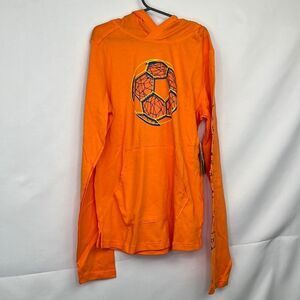 DSG Citrus Splash soccer graphic long sleeve hooded l/S tee NWT size large